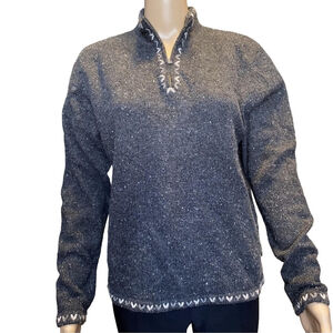Women’s Grey Woolrich 1/4 Zip Embroidered Sweater Size Medium
